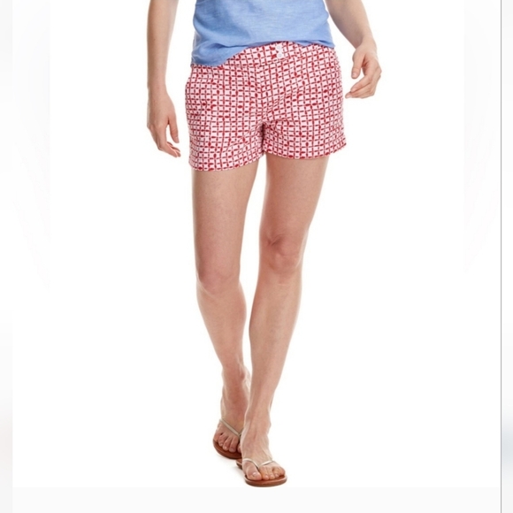 Vineyard Vines Blue Tie Dye Ikat Square Print Shorts Size 0 NWT - Picture 2 of 11